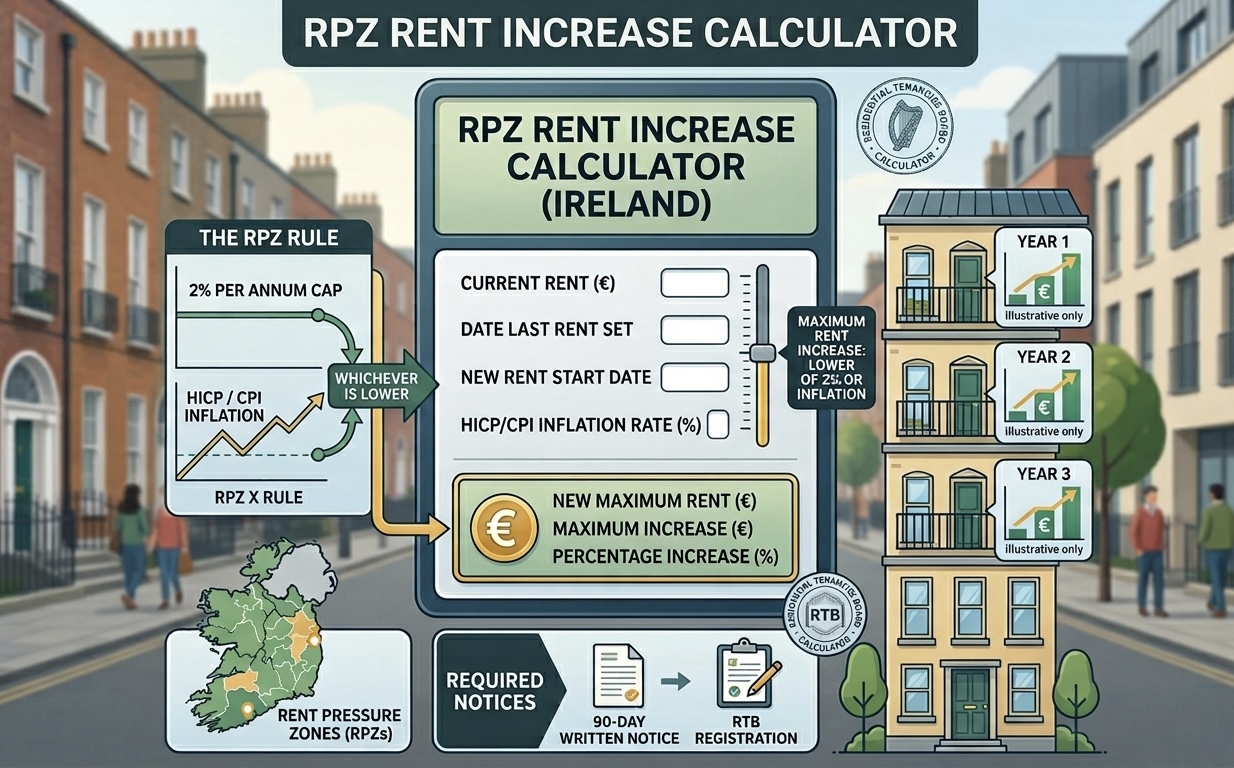 RPZ rent increase calculator for Ireland 2026