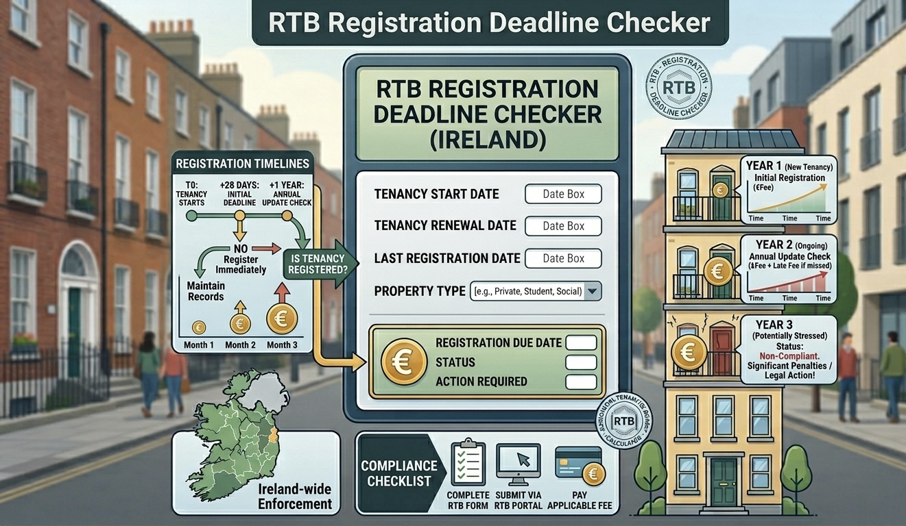 TenantSync free RTB registration deadline checker showing tenancy start date input and result