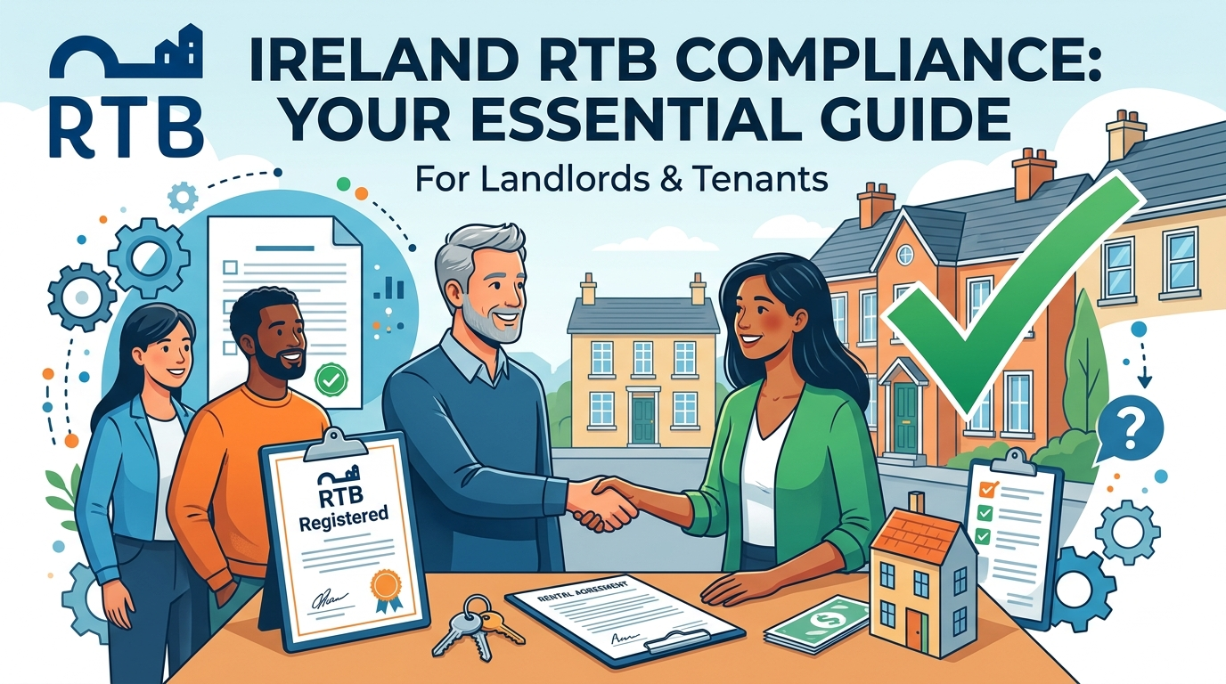 Irish letting agent reviewing a compliance dashboard to avoid RTB, PSRA and AML mistakes across a portfolio, powered by TenantSync