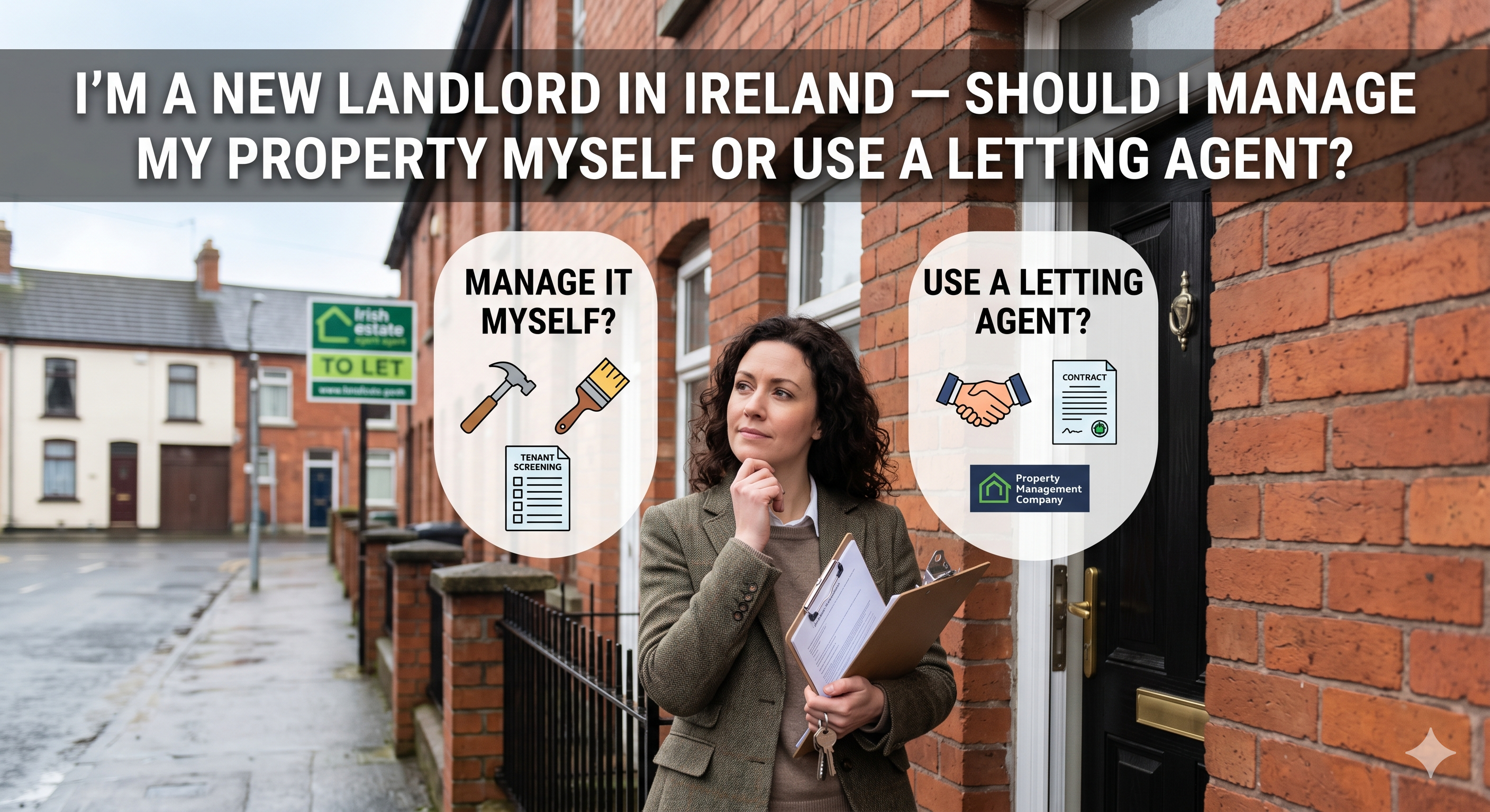 Irish landlord comparing self-management versus using a letting agent in 2026